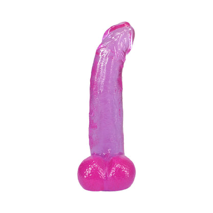 DOC JOHNSON - CRYSTAL JELLIES CURVED REALISTIC COCK WITH BALLS 8 IN. PURPLE