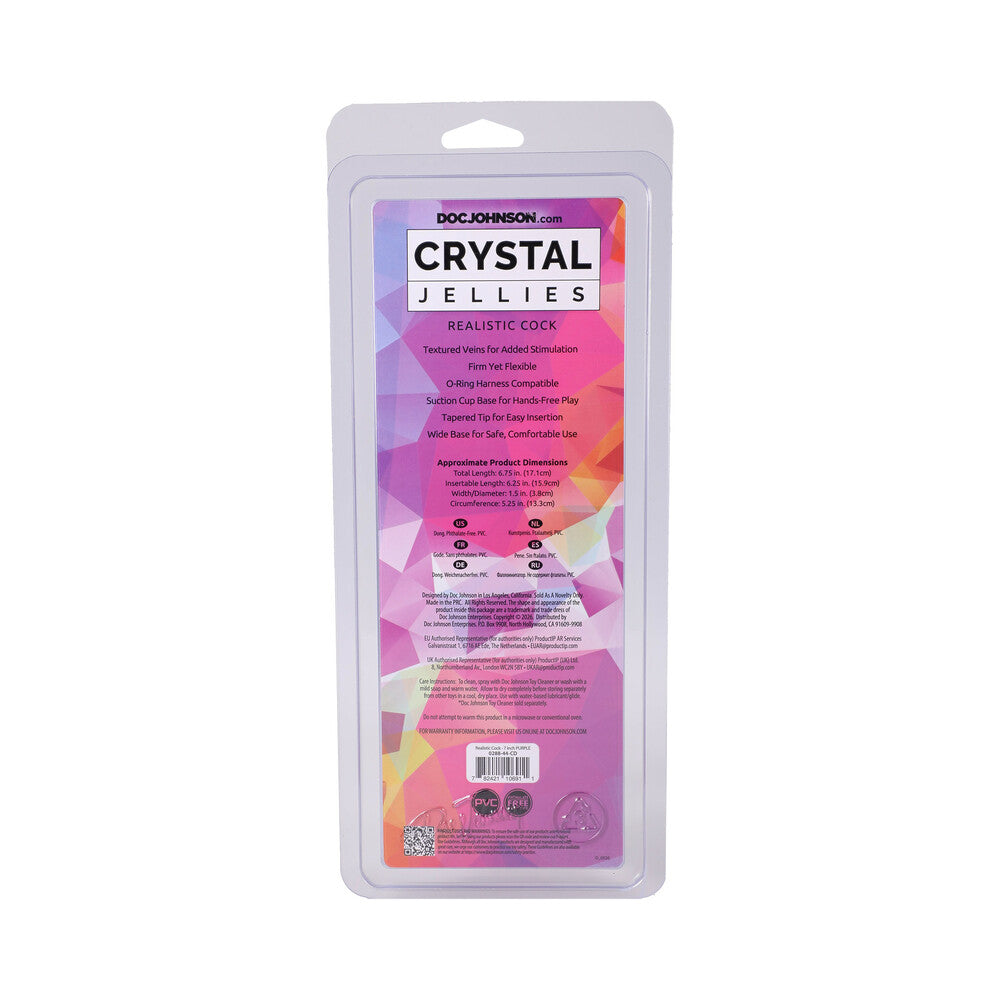 DOC JOHNSON - CRYSTAL JELLIES REALISTIC COCK 7 IN. PURPLE