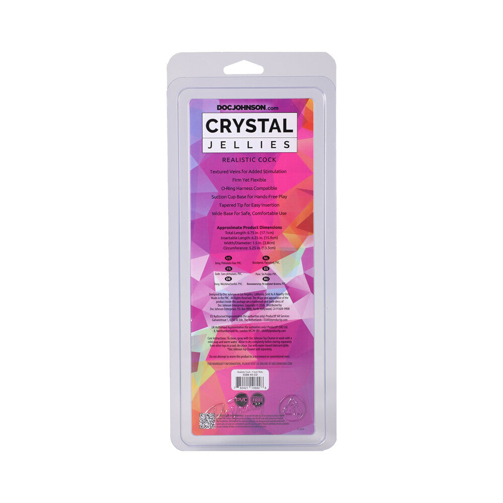 DOC JOHNSON - CRYSTAL JELLIES REALISTIC COCK 7 IN. TEAL