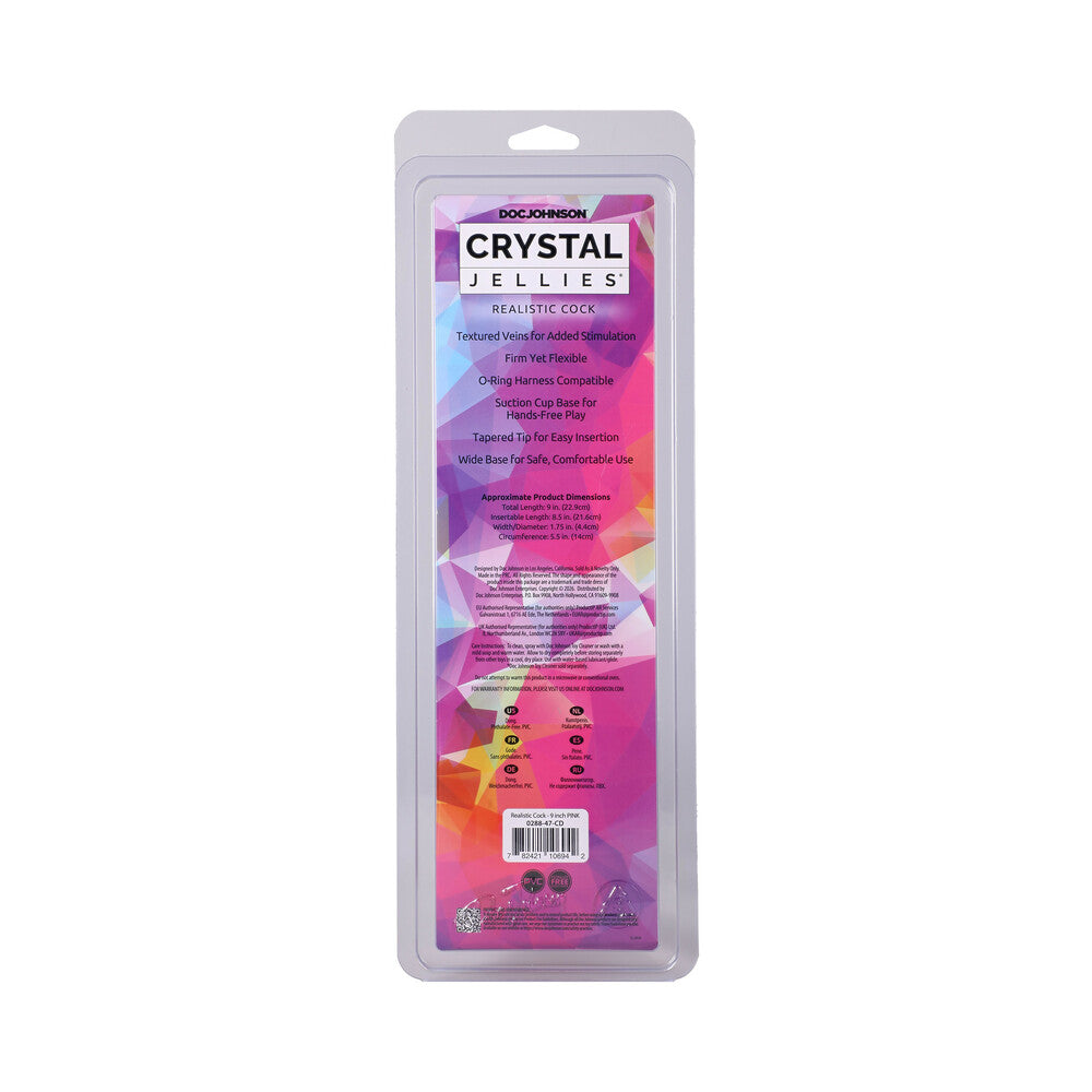 DOC JOHNSON - CRYSTAL JELLIES REALISTIC COCK 9 IN. PINK