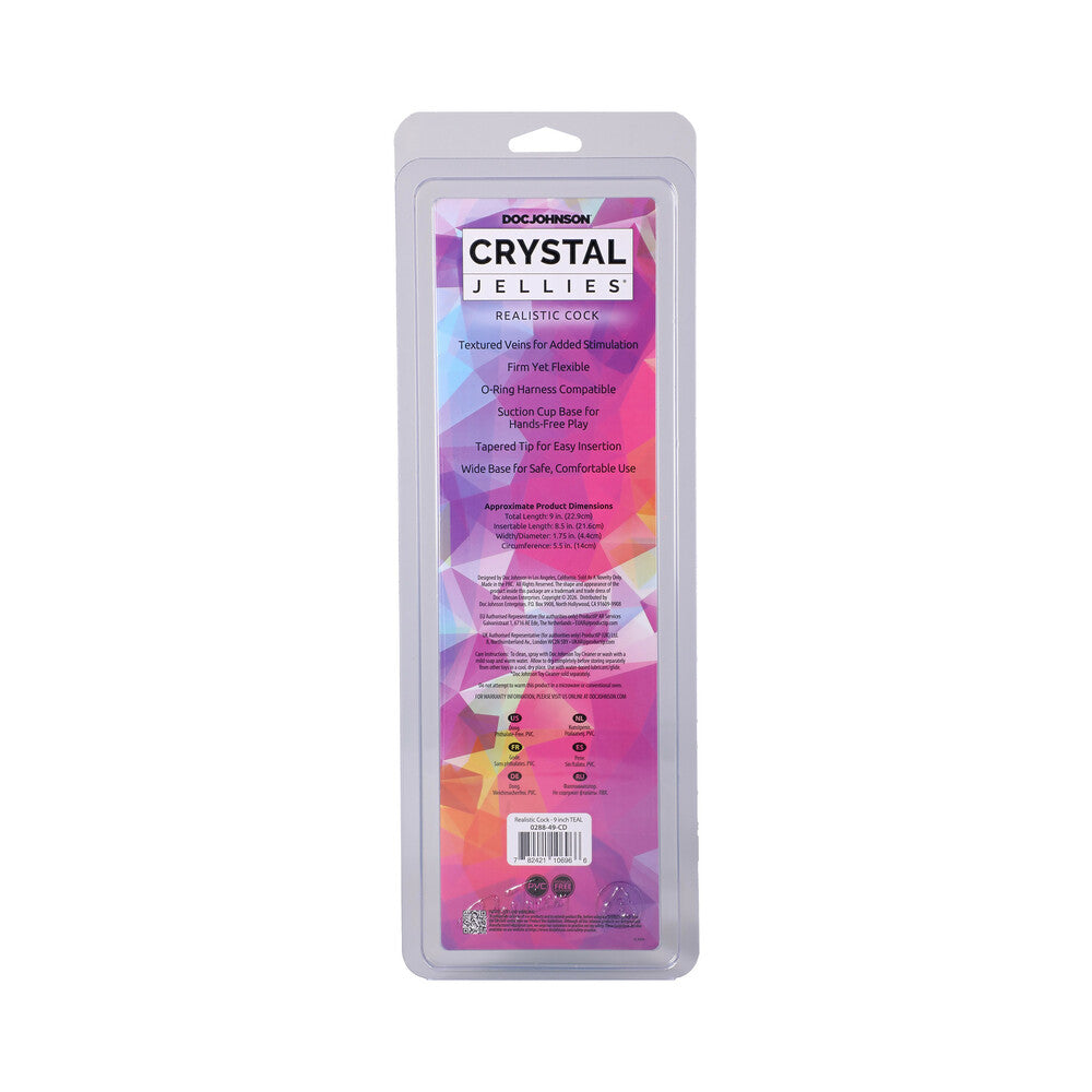 DOC JOHNSON - CRYSTAL JELLIES REALISTIC COCK 9 IN. TEAL