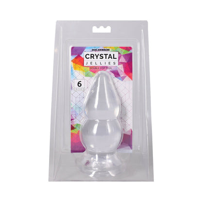 DOC JOHNSON - CRYSTAL JELLIES DOUBLE POP PLUG 6 IN. CLEAR