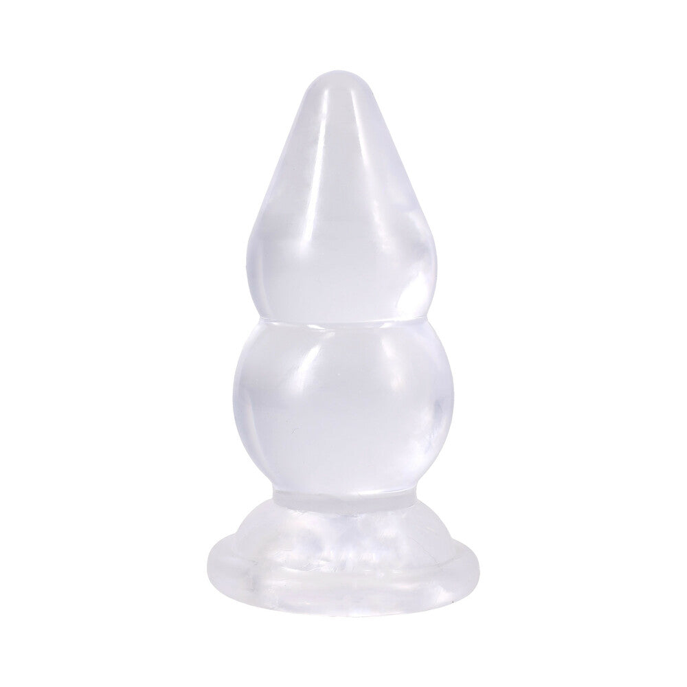 DOC JOHNSON - CRYSTAL JELLIES DOUBLE POP PLUG 6 IN. CLEAR