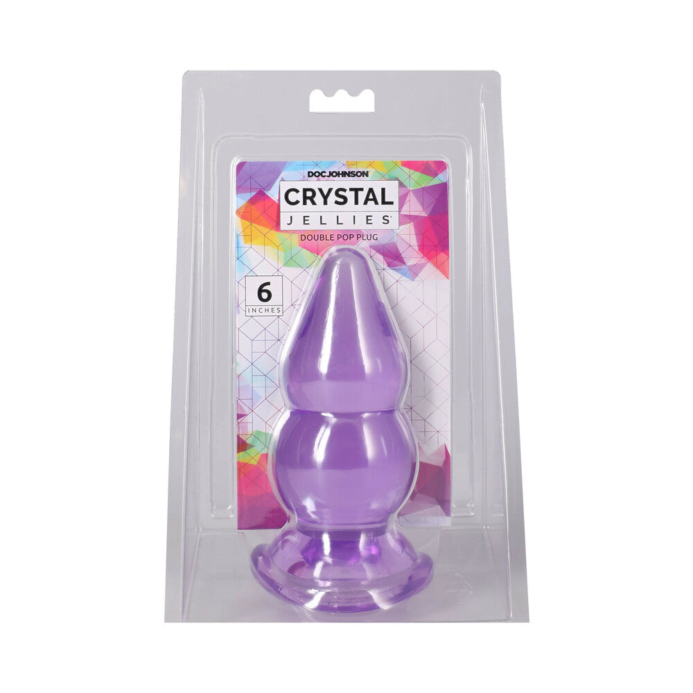 DOC JOHNSON - CRYSTAL JELLIES DOUBLE POP PLUG 6 IN. PURPLE