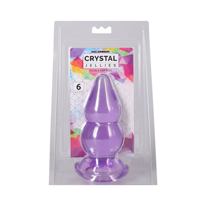 DOC JOHNSON - CRYSTAL JELLIES DOUBLE POP PLUG 6 IN. PURPLE