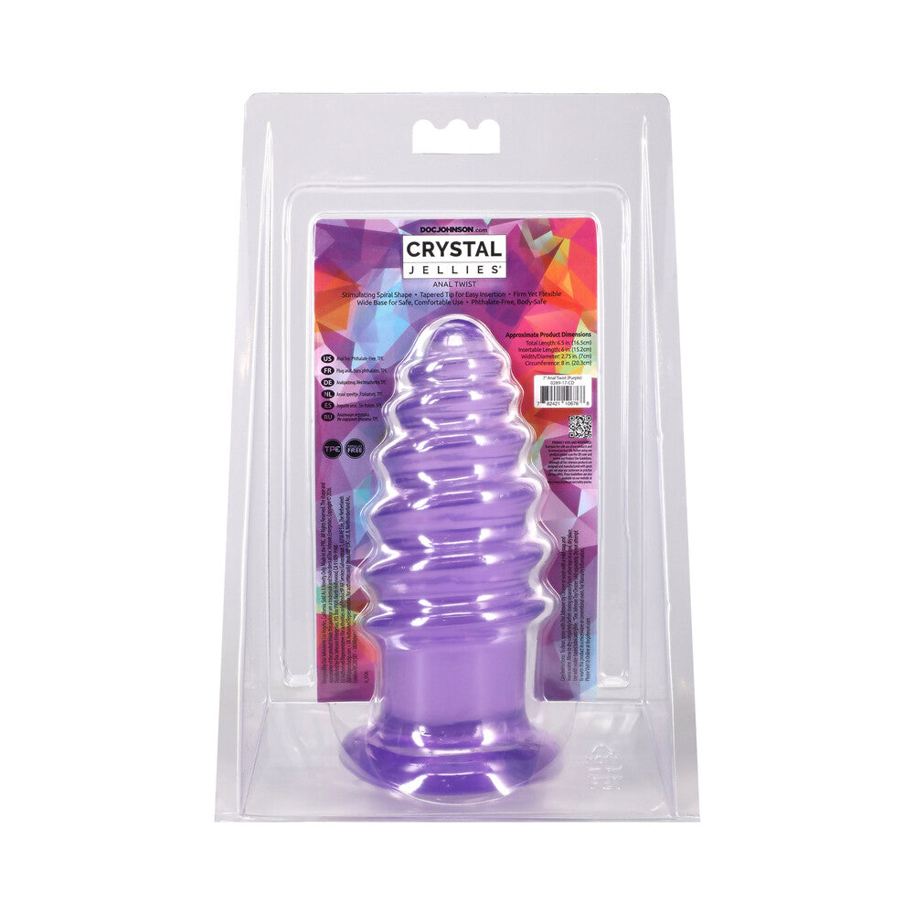 DOC JOHNSON - CRYSTAL JELLIES ANAL TWIST 7 IN. PURPLE