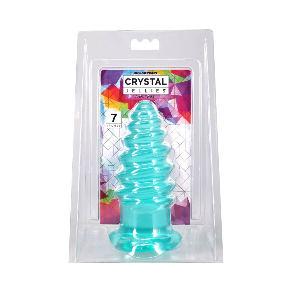 DOC JOHNSON - CRYSTAL JELLIES ANAL TWIST 7 IN. TEAL