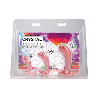DOC JOHNSON - CRYSTAL JELLIES CURVED ANAL TRAINER SET PINK