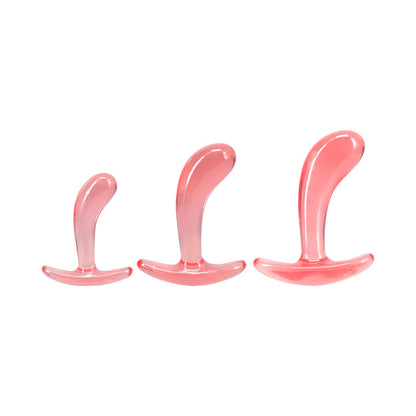 DOC JOHNSON - CRYSTAL JELLIES CURVED ANAL TRAINER SET PINK