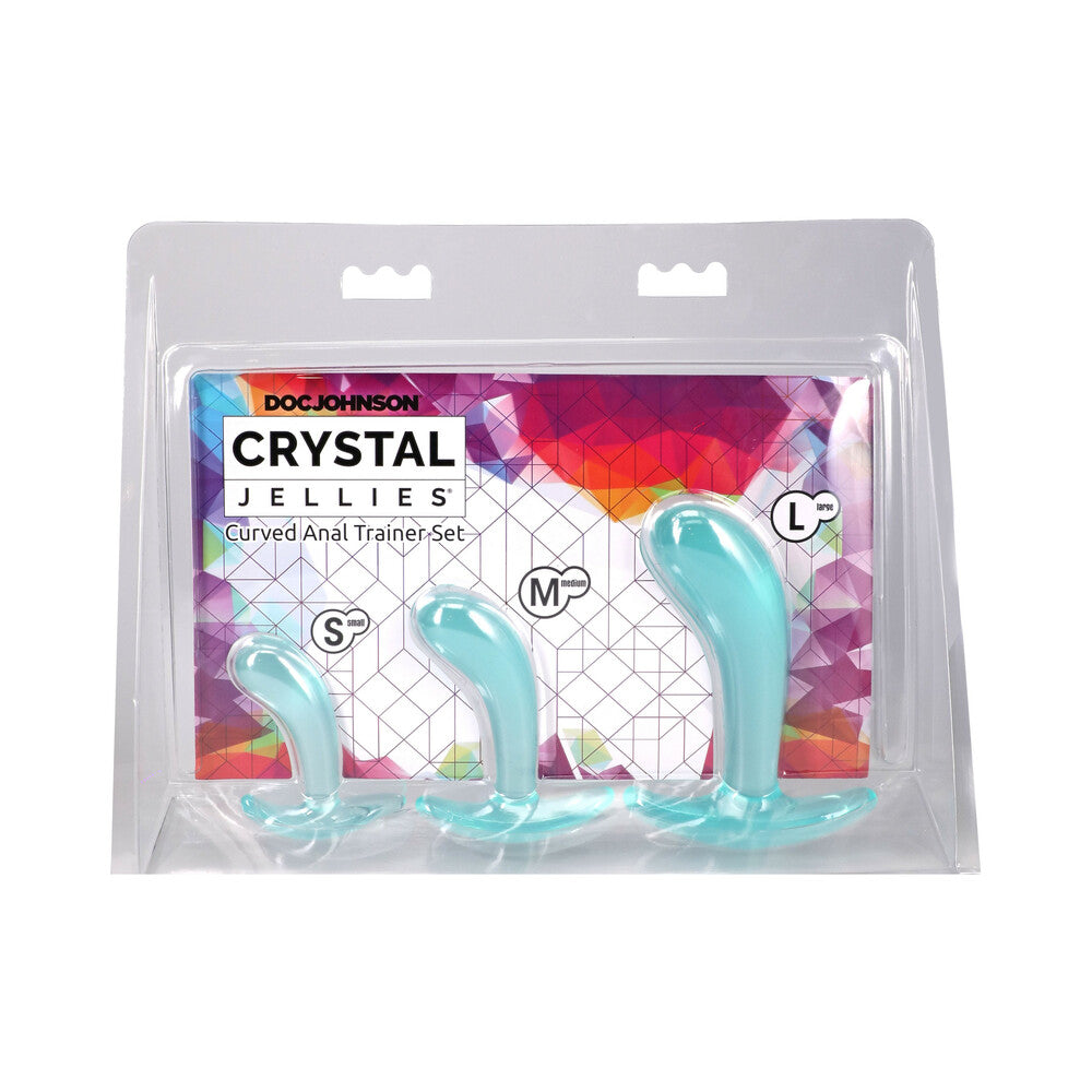 DOC JOHNSON - CRYSTAL JELLIES CURVED ANAL TRAINER SET TEAL