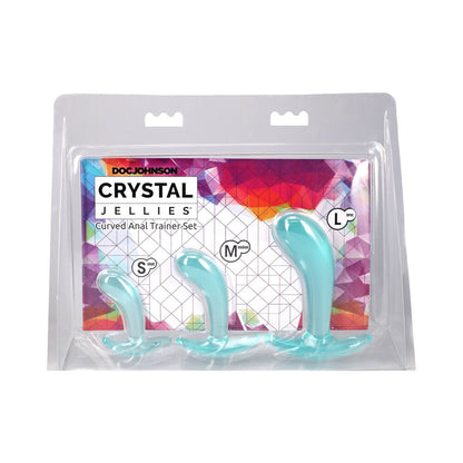 DOC JOHNSON - CRYSTAL JELLIES CURVED ANAL TRAINER SET TEAL