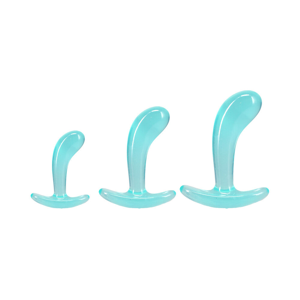 DOC JOHNSON - CRYSTAL JELLIES CURVED ANAL TRAINER SET TEAL