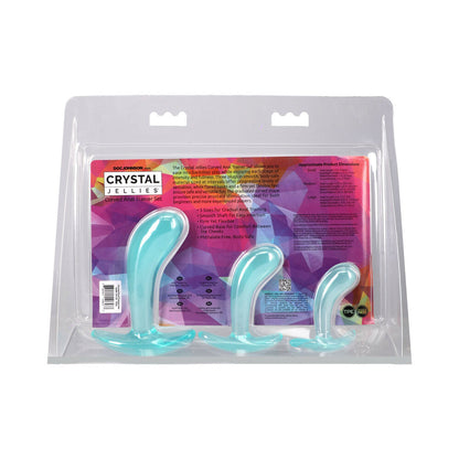 DOC JOHNSON - CRYSTAL JELLIES CURVED ANAL TRAINER SET TEAL