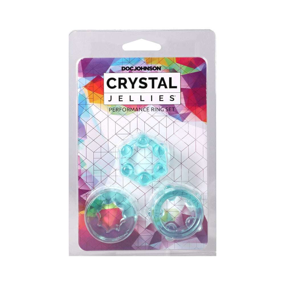 DOC JOHNSON - CRYSTAL JELLIES PERFORMANCE RING SET TEAL