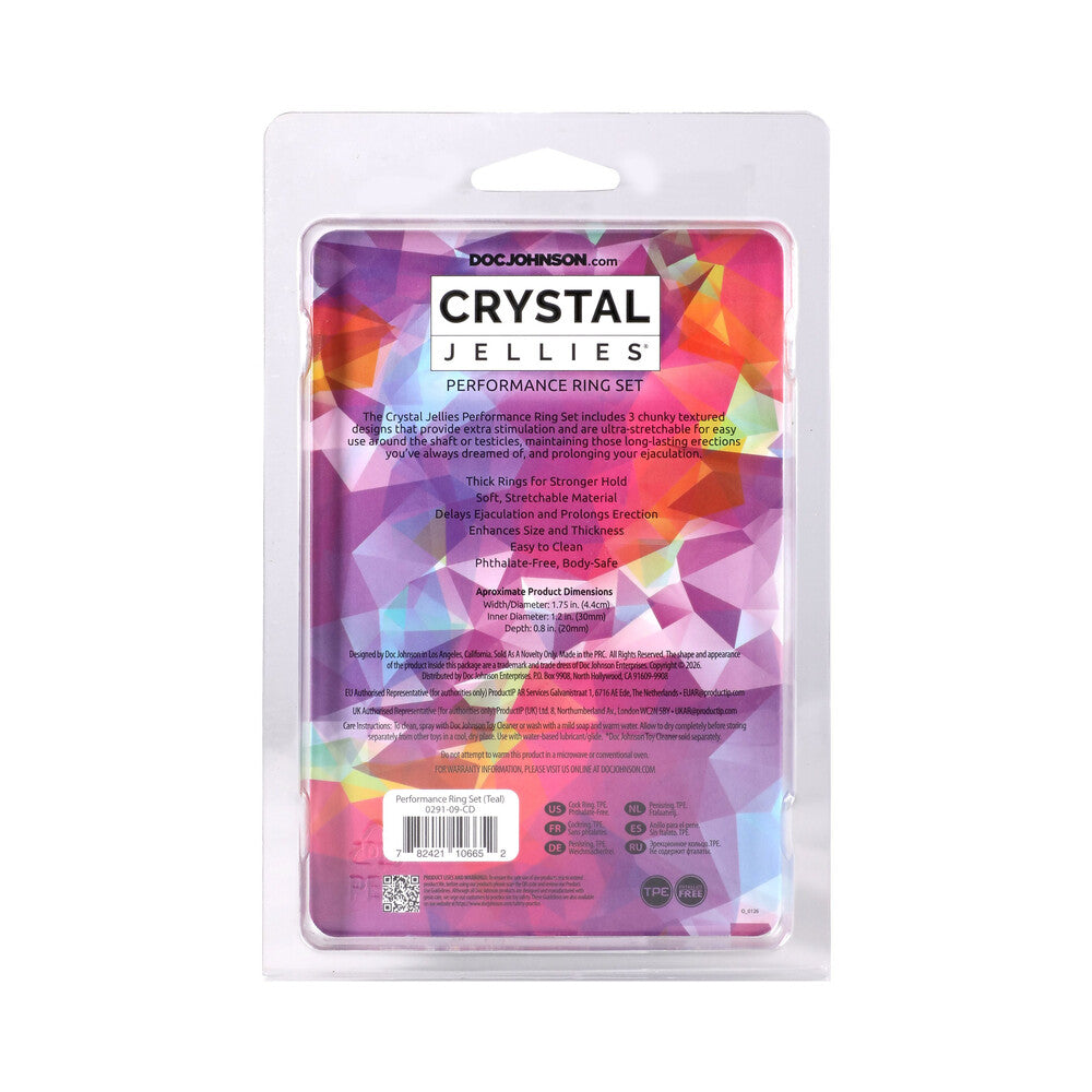 DOC JOHNSON - CRYSTAL JELLIES PERFORMANCE RING SET TEAL