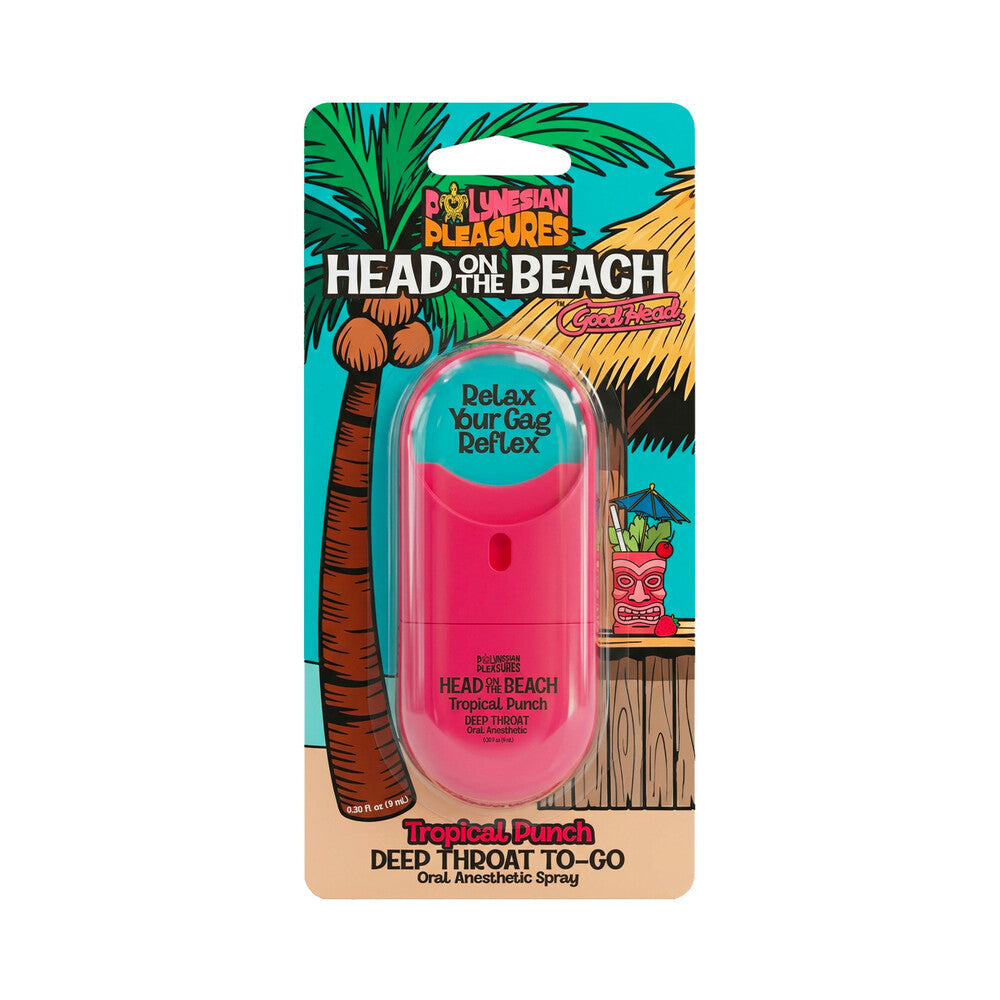 DOC JOHNSON - POLYNESIAN PLEASURES HEAD ON THE BEACH DEEP THROAT SPRAY TO-GO TROPICAL PUNCH .3 OZ.