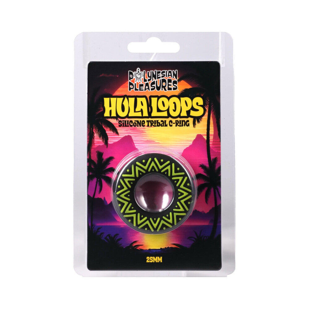 DOC JOHNSON - POLYNESIAN PLEASURES HULA LOOPS SILICONE TRIBAL C-RING 25MM YELLOW/BLACK