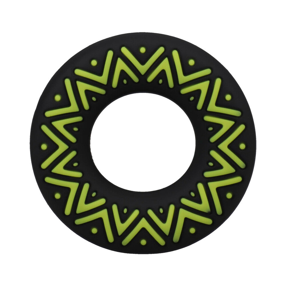 DOC JOHNSON - POLYNESIAN PLEASURES HULA LOOPS SILICONE TRIBAL C-RING 25MM YELLOW/BLACK
