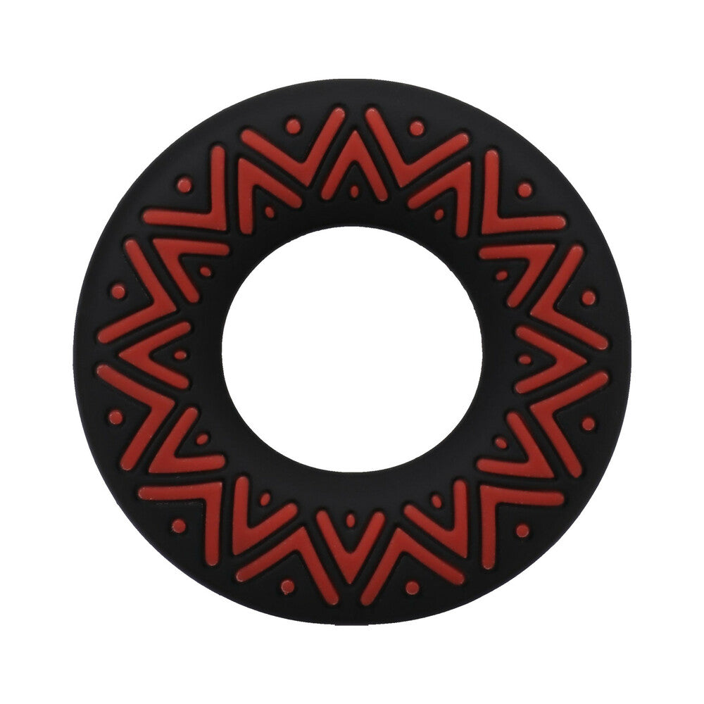 DOC JOHNSON - POLYNESIAN PLEASURES HULA LOOPS SILICONE TRIBAL C-RING 25MM RED/BLACK