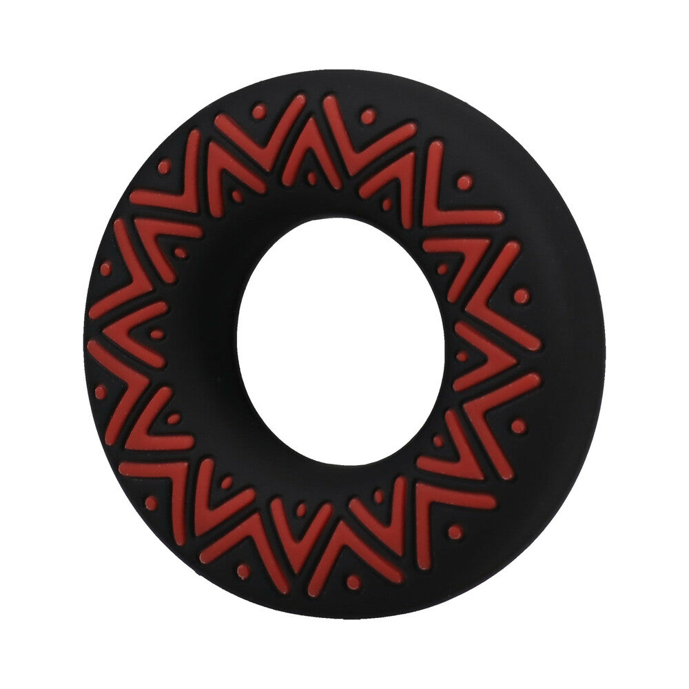 DOC JOHNSON - POLYNESIAN PLEASURES HULA LOOPS SILICONE TRIBAL C-RING 25MM RED/BLACK