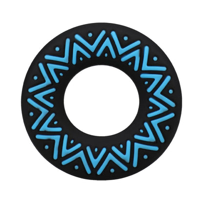 DOC JOHNSON - POLYNESIAN PLEASURES HULA LOOPS SILICONE TRIBAL C-RING 25MM BLUE/BLACK