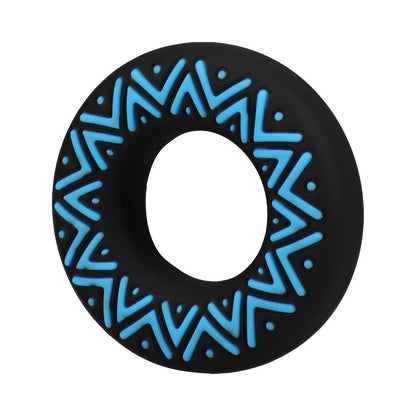 DOC JOHNSON - POLYNESIAN PLEASURES HULA LOOPS SILICONE TRIBAL C-RING 25MM BLUE/BLACK