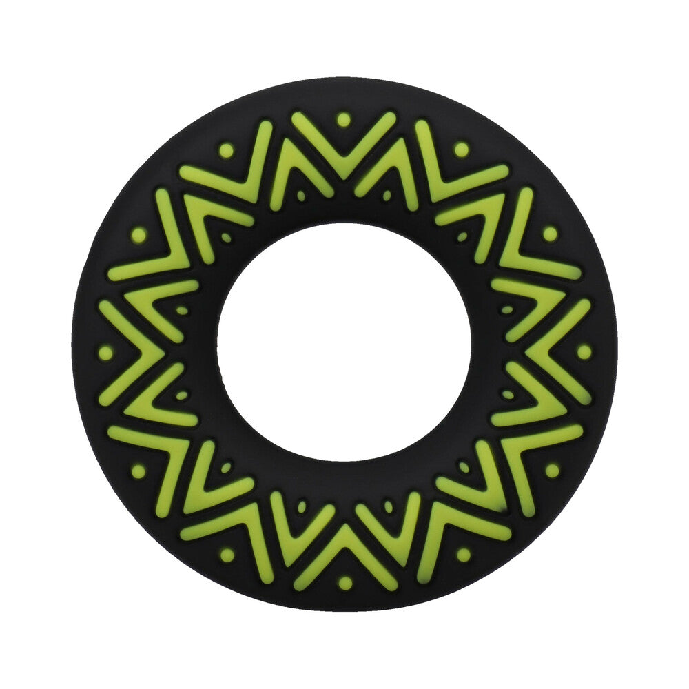 DOC JOHNSON - POLYNESIAN PLEASURES HULA LOOPS SILICONE TRIBAL C-RING 35MM YELLOW/BLACK