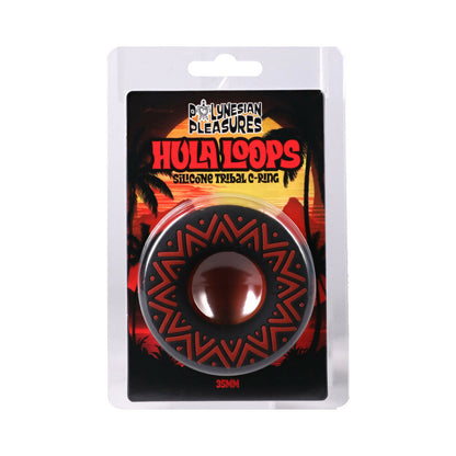 DOC JOHNSON - POLYNESIAN PLEASURES HULA LOOPS SILICONE TRIBAL C-RING 35MM RED/BLACK