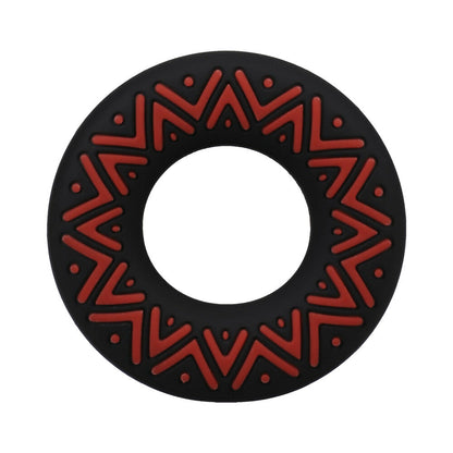 DOC JOHNSON - POLYNESIAN PLEASURES HULA LOOPS SILICONE TRIBAL C-RING 35MM RED/BLACK