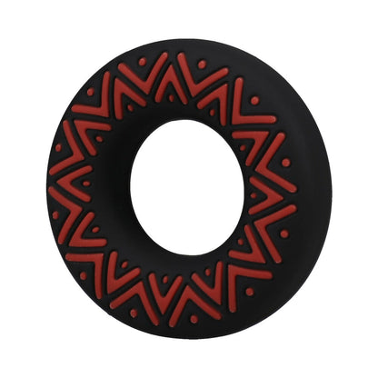 DOC JOHNSON - POLYNESIAN PLEASURES HULA LOOPS SILICONE TRIBAL C-RING 35MM RED/BLACK
