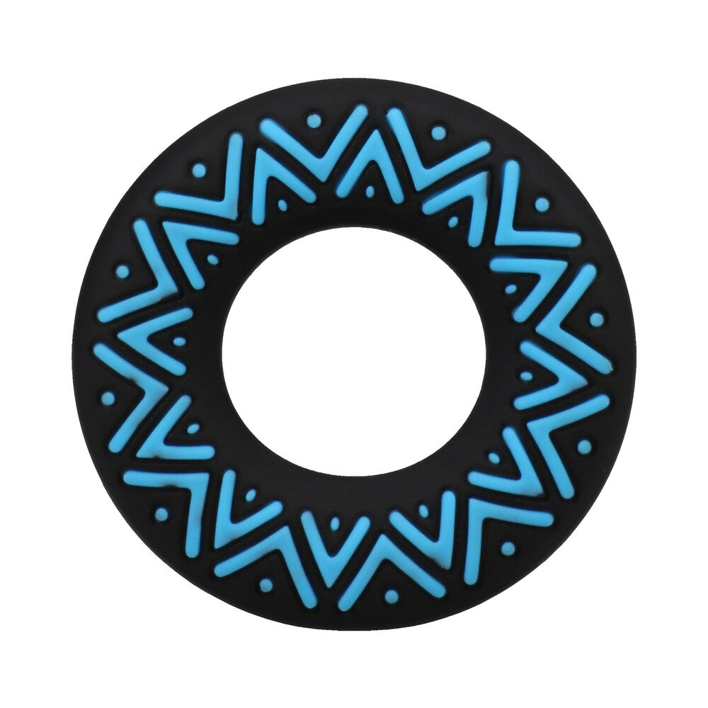DOC JOHNSON - POLYNESIAN PLEASURES HULA LOOPS SILICONE TRIBAL C-RING 35MM BLUE/BLACK