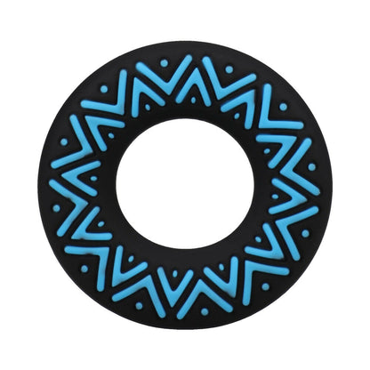 DOC JOHNSON - POLYNESIAN PLEASURES HULA LOOPS SILICONE TRIBAL C-RING 35MM BLUE/BLACK