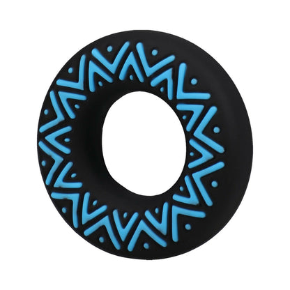 DOC JOHNSON - POLYNESIAN PLEASURES HULA LOOPS SILICONE TRIBAL C-RING 35MM BLUE/BLACK