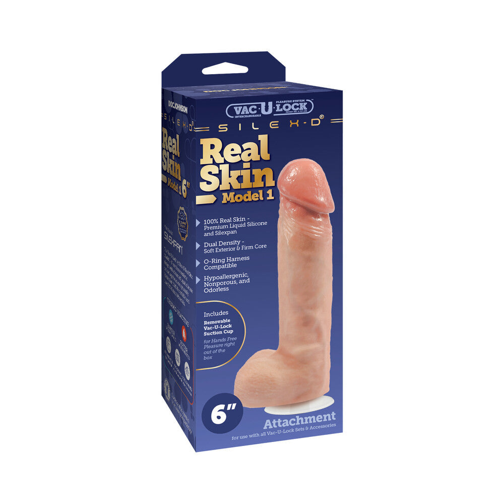 DOC JOHNSON - VAC-U-LOCK X SILEX-D MODEL 1 PREMIUM REAL SKIN 6 IN. VANILLA
