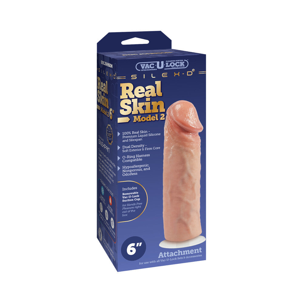 DOC JOHNSON - VAC-U-LOCK X SILEX-D MODEL 2 PREMIUM REAL SKIN 6 IN. VANILLA