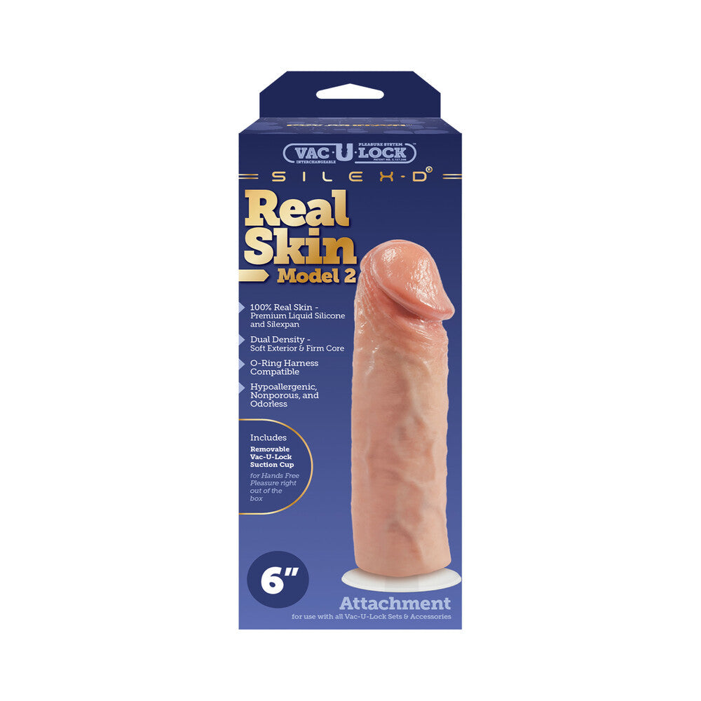 DOC JOHNSON - VAC-U-LOCK X SILEX-D MODEL 2 PREMIUM REAL SKIN 6 IN. VANILLA