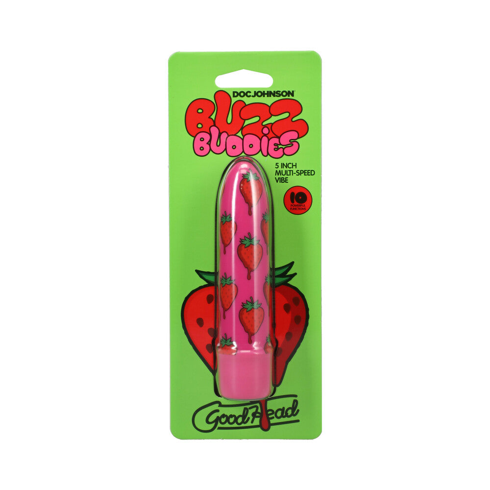 DOC JOHNSON - GOODHEAD BUZZ BUDDIES 5 IN. MUTI-SPEED VIBE STRAWBERRIES