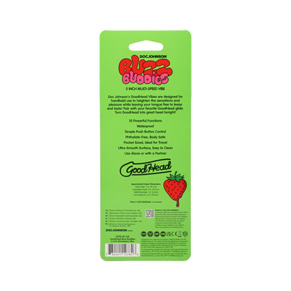 DOC JOHNSON - GOODHEAD BUZZ BUDDIES 5 IN. MUTI-SPEED VIBE STRAWBERRIES
