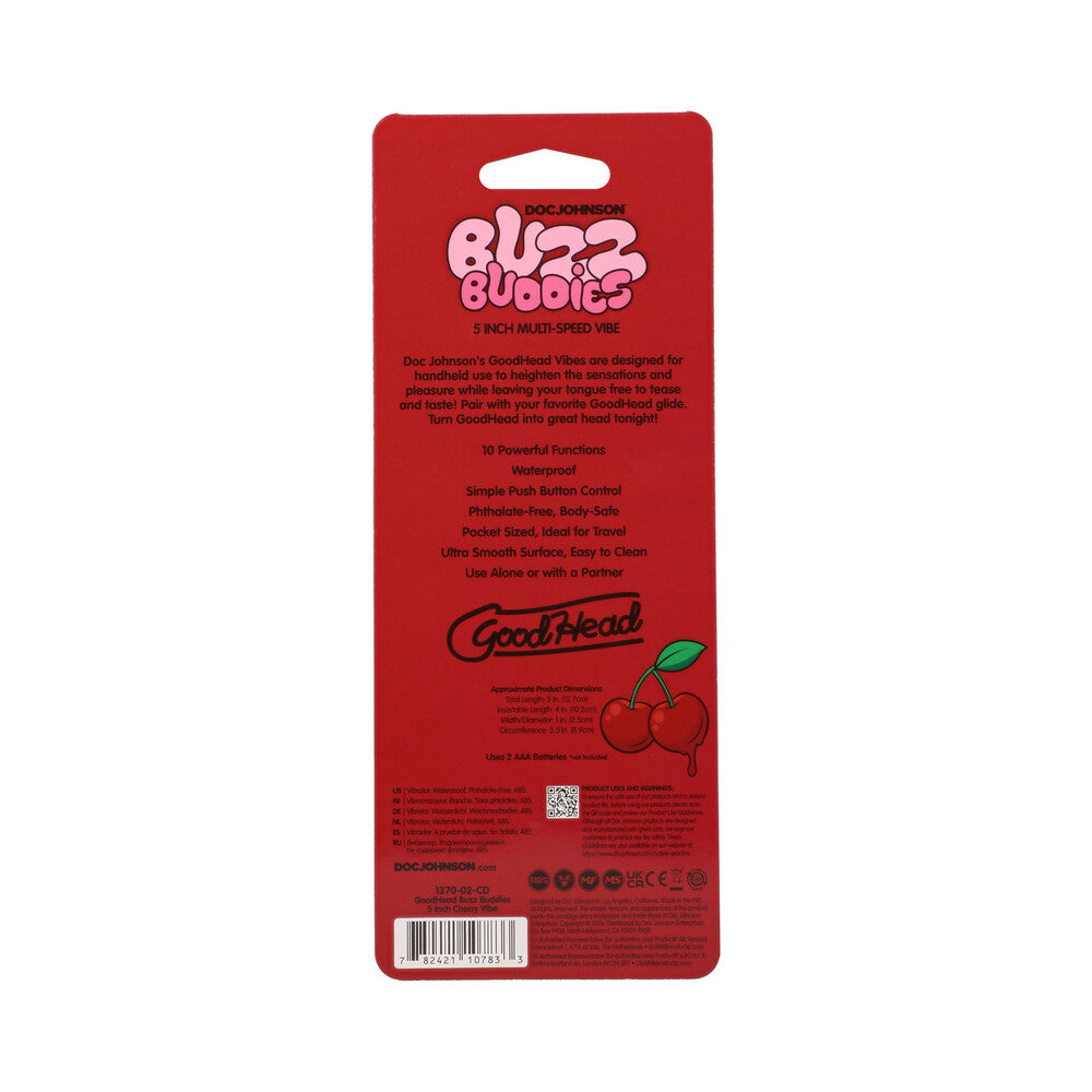 DOC JOHNSON - GOODHEAD BUZZ BUDDIES 5 IN. MUTI-SPEED VIBE CHERRIES
