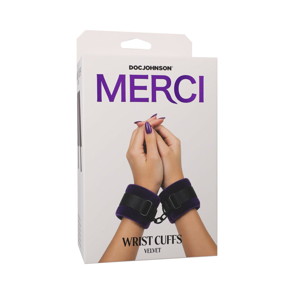 DOC JOHNSON - MERCI VELVET WRIST CUFFS VIOLET/BLACK