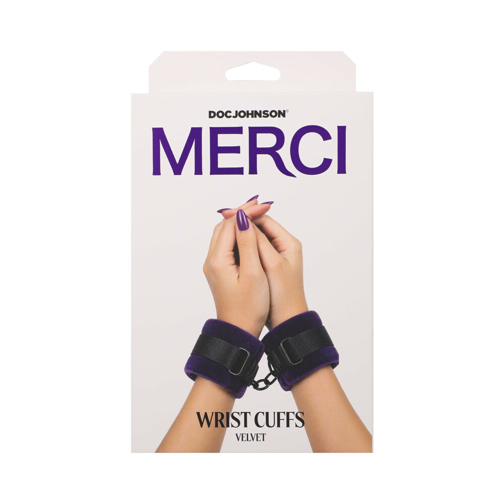 DOC JOHNSON - MERCI VELVET WRIST CUFFS VIOLET/BLACK