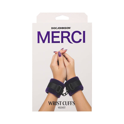 DOC JOHNSON - MERCI VELVET WRIST CUFFS VIOLET/BLACK
