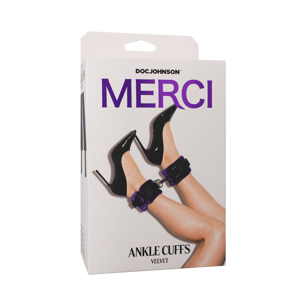 DOC JOHNSON - MERCI VELVET ANKLE CUFFS VIOLET/BLACK