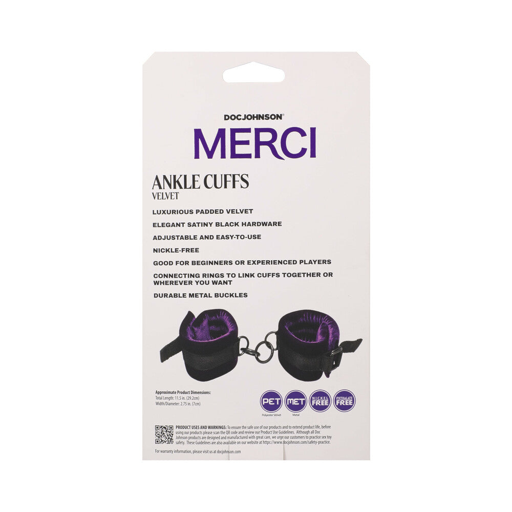 DOC JOHNSON - MERCI VELVET ANKLE CUFFS VIOLET/BLACK