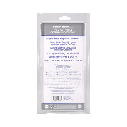 DOC JOHNSON - TITANMEN COCK SLEEVE WITH BALL STRAP 6 IN. CLEAR