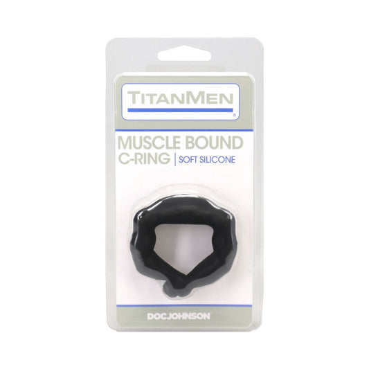 DOC JOHNSON - TITANMEN MUSCLE BOUND COCK RING 32MM BLACK