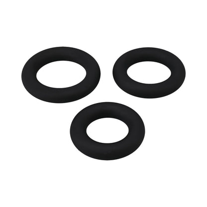 DOC JOHNSON - TITANMEN CUSHIONED C-RING 3 PIECE SILICONE SET BLACK