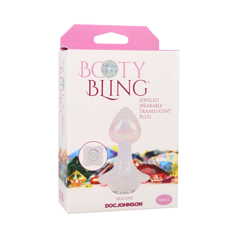 DOC JOHNSON - BOOTY BLING JEWELED WEARABLE SILICONE PLUG SMALL TRANSLUCENT