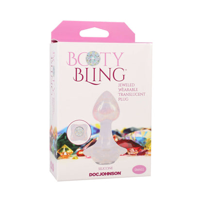 DOC JOHNSON - BOOTY BLING JEWELED WEARABLE SILICONE PLUG SMALL TRANSLUCENT