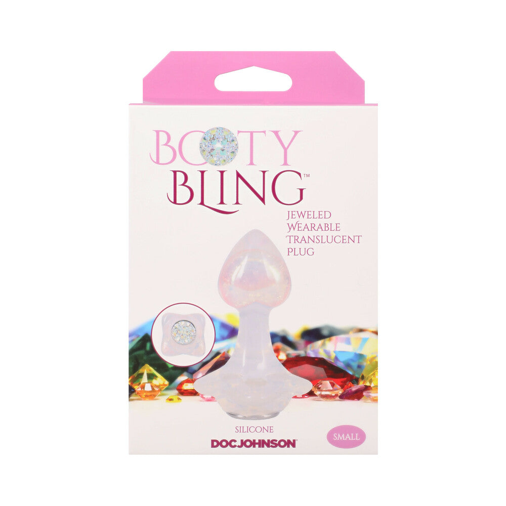 DOC JOHNSON - BOOTY BLING JEWELED WEARABLE SILICONE PLUG SMALL TRANSLUCENT